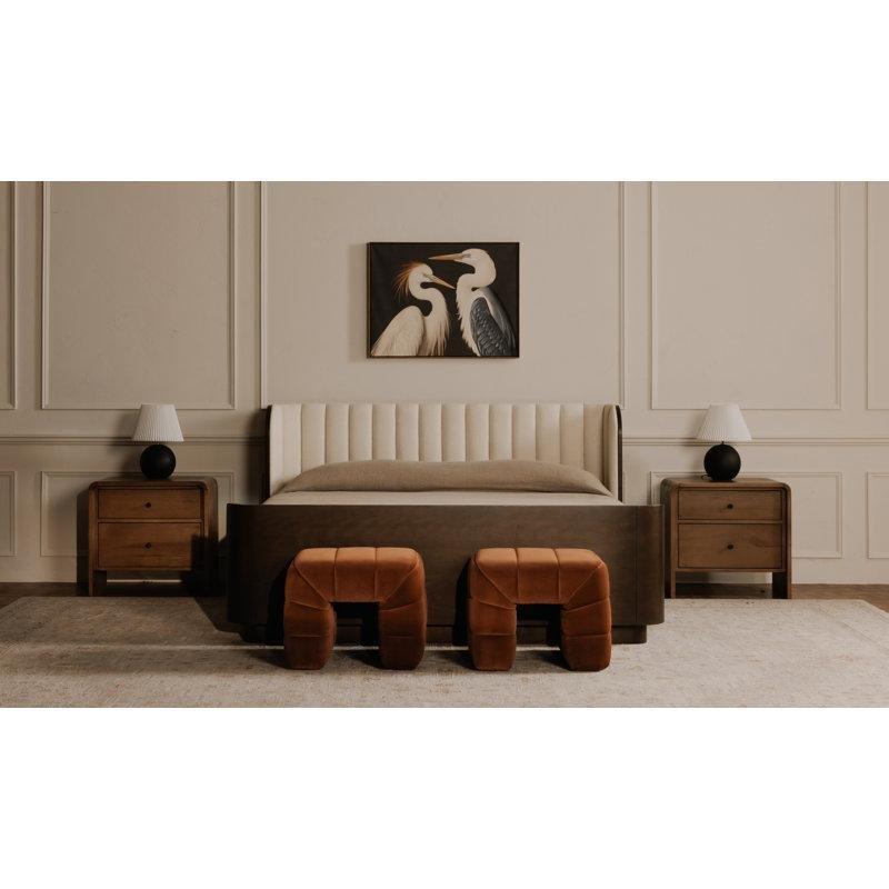 Kahverengi Kadife Geniş Kanallı Dikişli Makyaj Masası Pufu - 59x51 cm - 233488