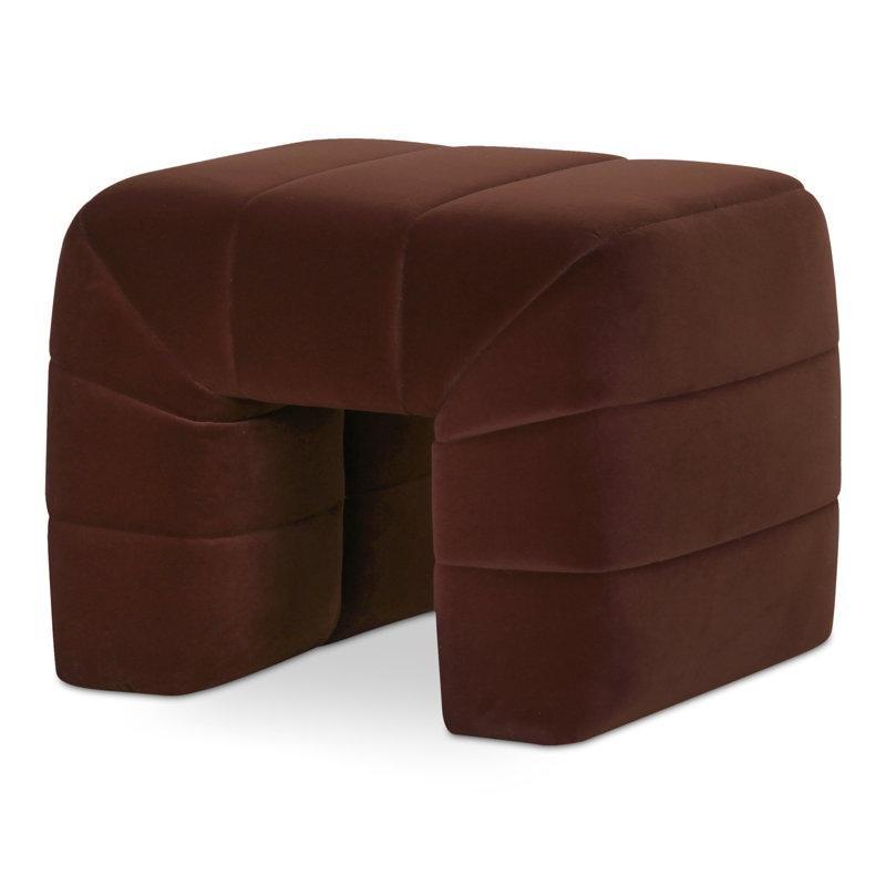 Kahverengi Kadife Geniş Kanallı Dikişli Makyaj Masası Pufu - 59x51 cm - 233488