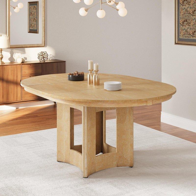 Kahverengi Kauçuk Ağacı Açılabilir Oval Heykelsi Kaideli Bohem Yemek Masası - 146x105 cm - 238013 Kahverengi Kauçuk Ağacı Açılabilir Oval Heykelsi Kaideli Bohem Yemek Masası - 146x105 cm - 238013