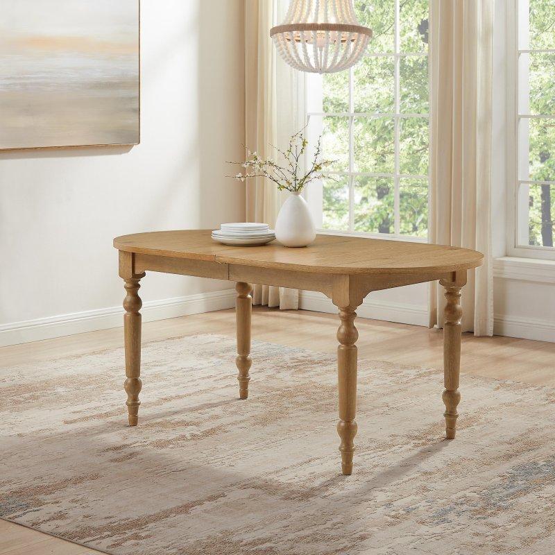 Kahverengi Kauçuk Ağacı ve MDF Büyüyebilen Oval Bohem Yemek Masası - 214x89 cm - 238017