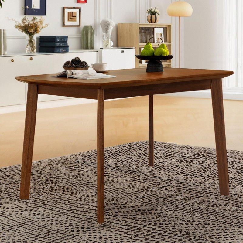 Kahverengi Kauçuk Ağacı ve MDF Yuvarlak Köşeli 4 Kişilik Bohem Yemek Masası - 121x76 cm - 237504