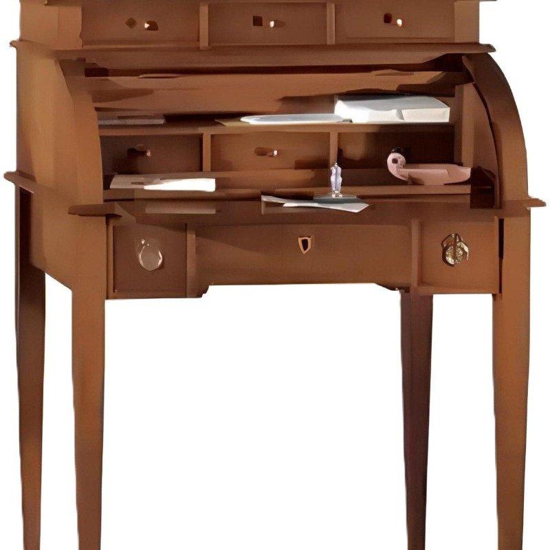 Kahverengi Kayın 9 Çekmeceli Klasik Tasarım Vintage Çalışma Masası - 80x48x108 cm - 234914