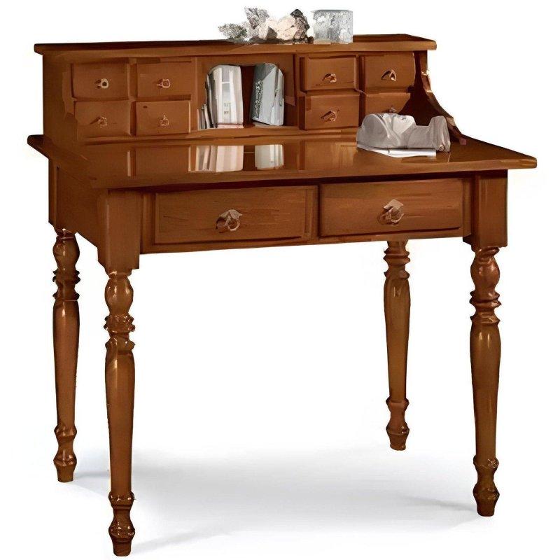 Kahverengi Kayın Ağacı 10 Çekmeceli Art Deco Vintage Çalışma Masası - 105x55x104 cm - 235090