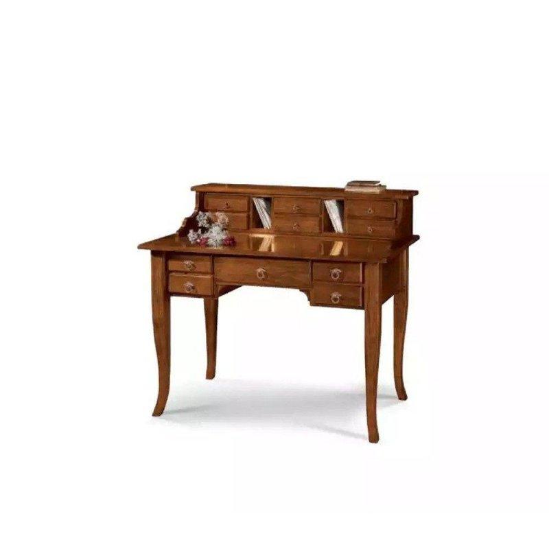 Kahverengi Kayın Ağacı 11 Çekmeceli Art Deco Vintage Çalışma Masası - 120x57x104 cm - 235130