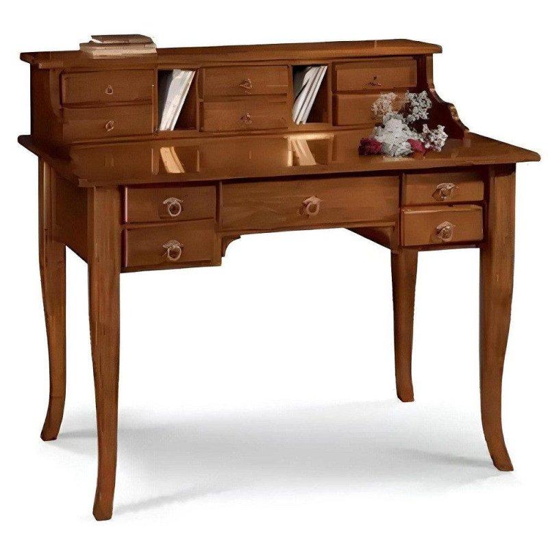 Kahverengi Kayın Ağacı 11 Çekmeceli Art Deco Vintage Çalışma Masası - 120x57x104 cm - 235166
