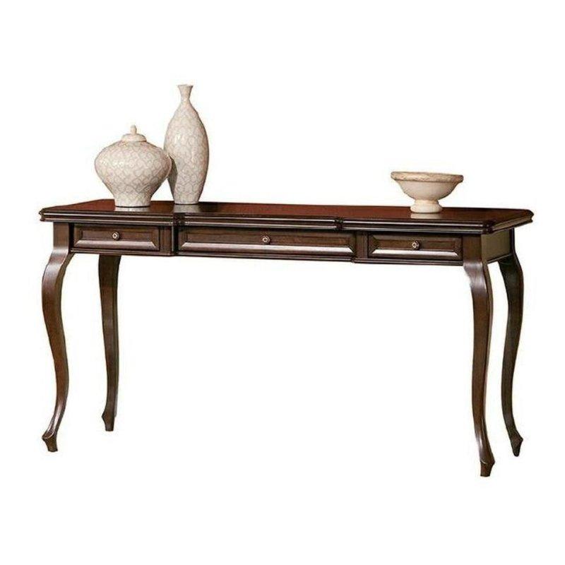 Kahverengi Kayın Ağacı 3 Çekmeceli Klasik Vintage Çalışma Masası - 133x53x79 cm - 235061