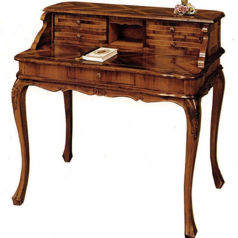 Kahverengi Kayın Ağacı 5 Çekmeceli Art Deco Vintage Çalışma Masası - 94x62x92 cm - 235075
