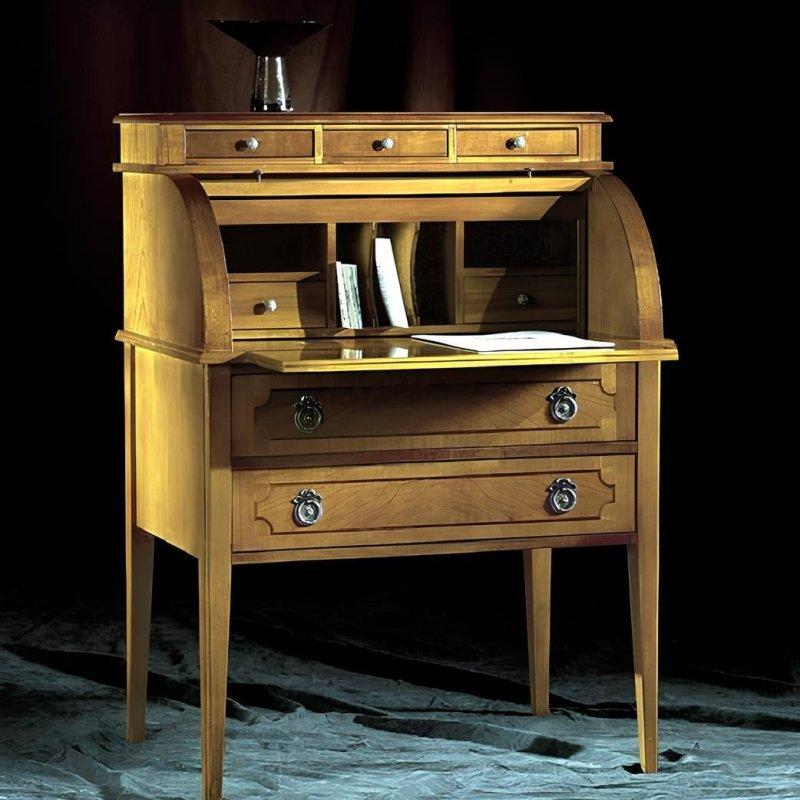 Kahverengi Kayın Ağacı 7 Çekmeceli Art Deco Vintage Çalışma Masası - 78x54x106 cm - 235148
