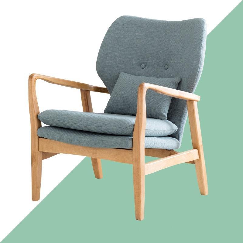 Kahverengi Kumaş Kapitoneli Huş Ağacı Ayaklı Yastıklı Tekli Koltuk - 204582