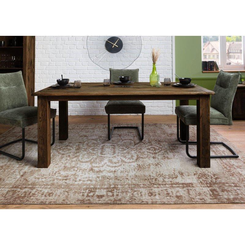 Kahverengi Mango Ağacı ve Metal Endüstriyel Tasarım Bohem Yemek Masası - 160x90x76 cm - 235922