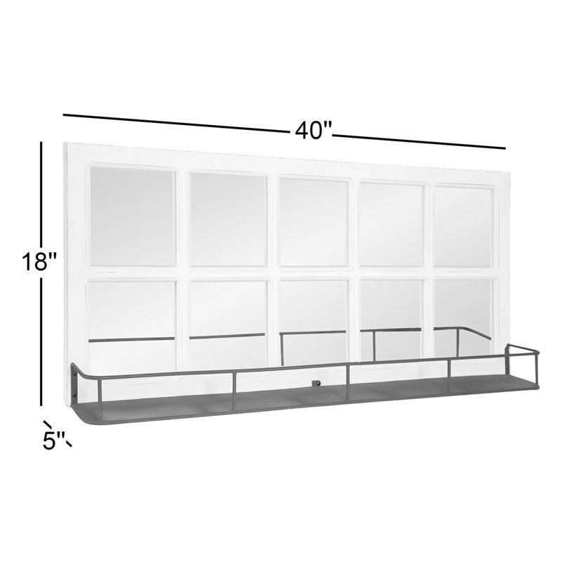 Kahverengi Masif Ahşap Aynalı ve Raflı Eskitme Tasarım Duvar Rafı - 102x46 cm - 178787