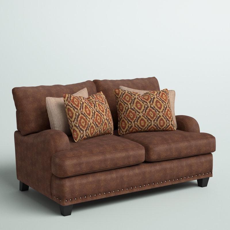 Kahverengi Masif Ahşap Çivi Detaylı İkili Koltuk - 171 cm - 208099