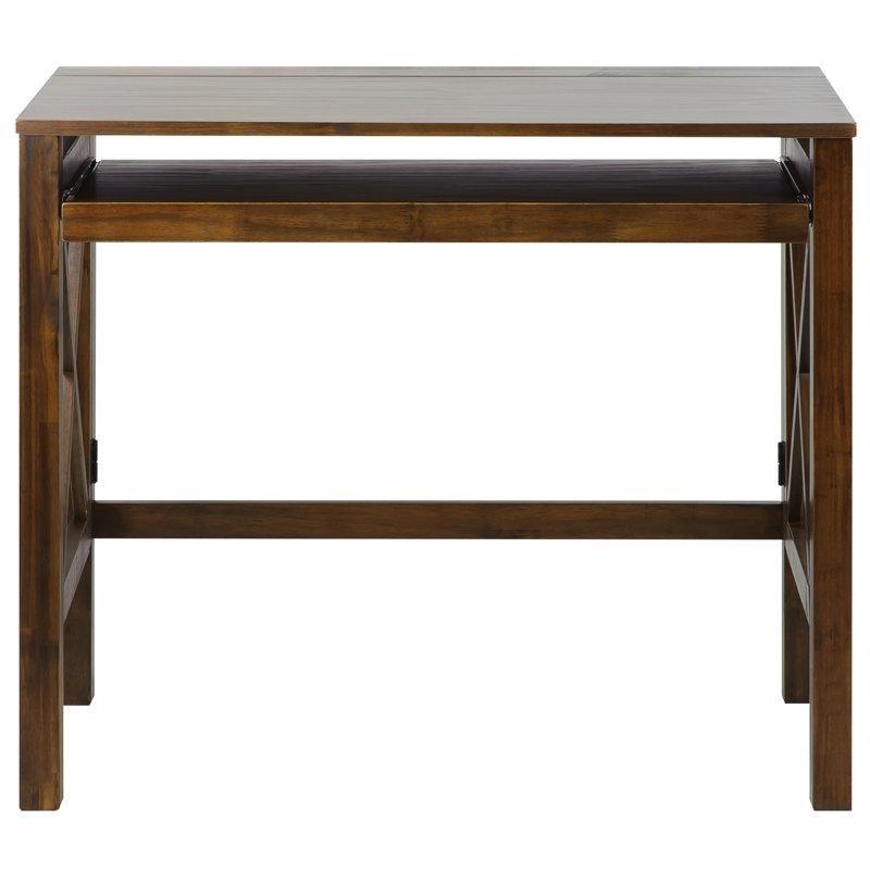 Kahverengi Masif Ahşap Katlanabilir Klavyelikli Vintage Çalışma Masası - 92 cm - 234059