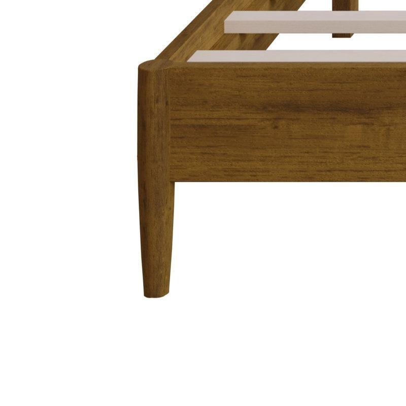 Kahverengi Masif Ahşap Rattan Başlıklı Bohem Platform Karyola - 162 cm - 181958