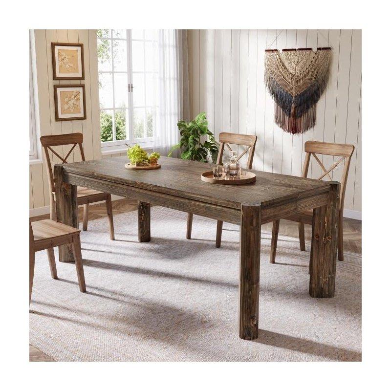 Kahverengi Masif Ahşap Rustik Dikdörtgen Bohem Yemek Masası - 160x80 cm - 237816