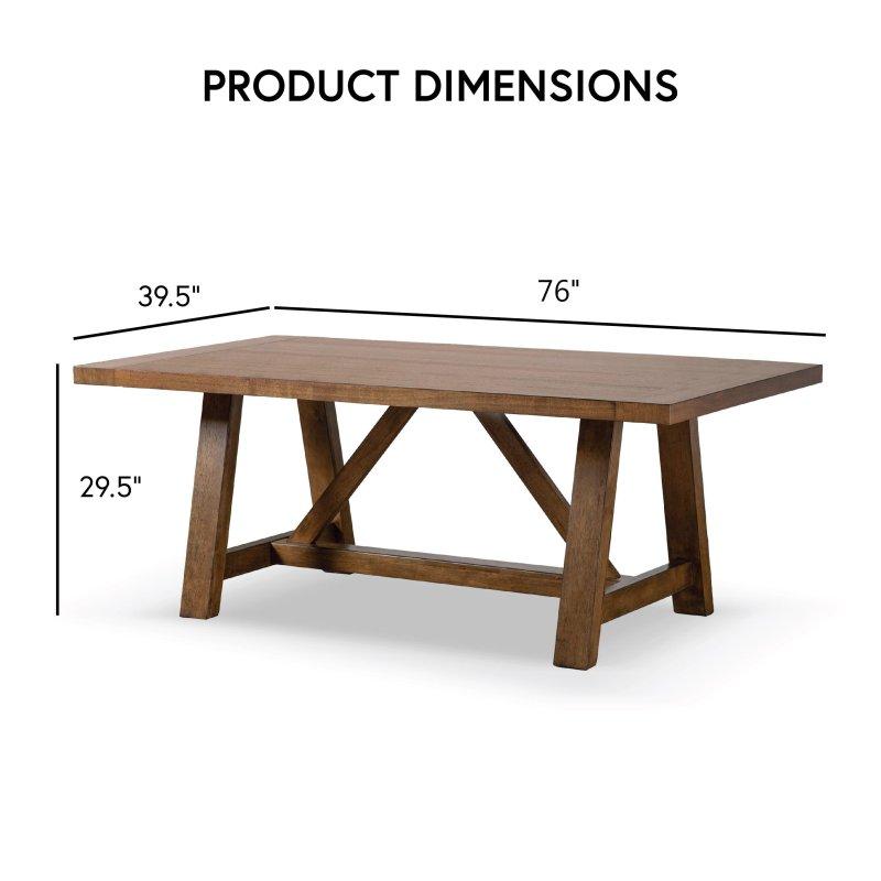 Kahverengi Masif Ahşap Trestle Ayaklı 6 Kişilik Dikdörtgen Bohem Yemek Masası - 194 cm - 237470