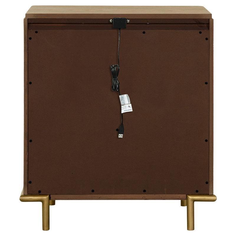 Kahverengi Masif Ahşap USB Portlu 3 Çekmeceli Komodin - 67x46 cm - 224552