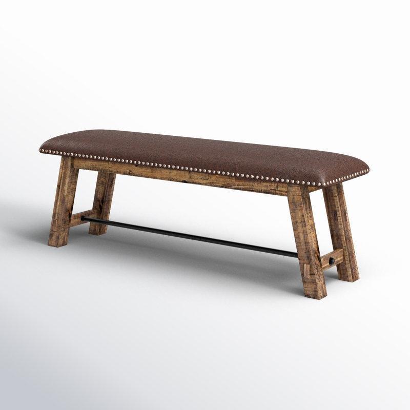 Kahverengi Masif Akasya Ağacı Döşemeli Zımba Detaylı Bench - 143 cm - 164104