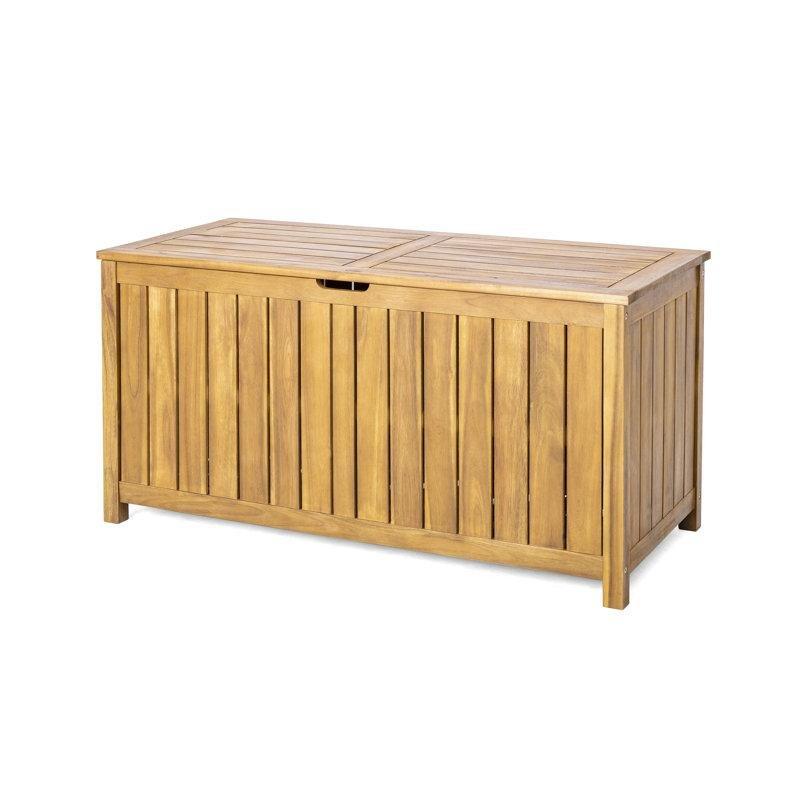 Kahverengi Masif Akasya Ahşap Düz Kapaklı Bahçe Dolabı - 121x54x63 cm - 163417