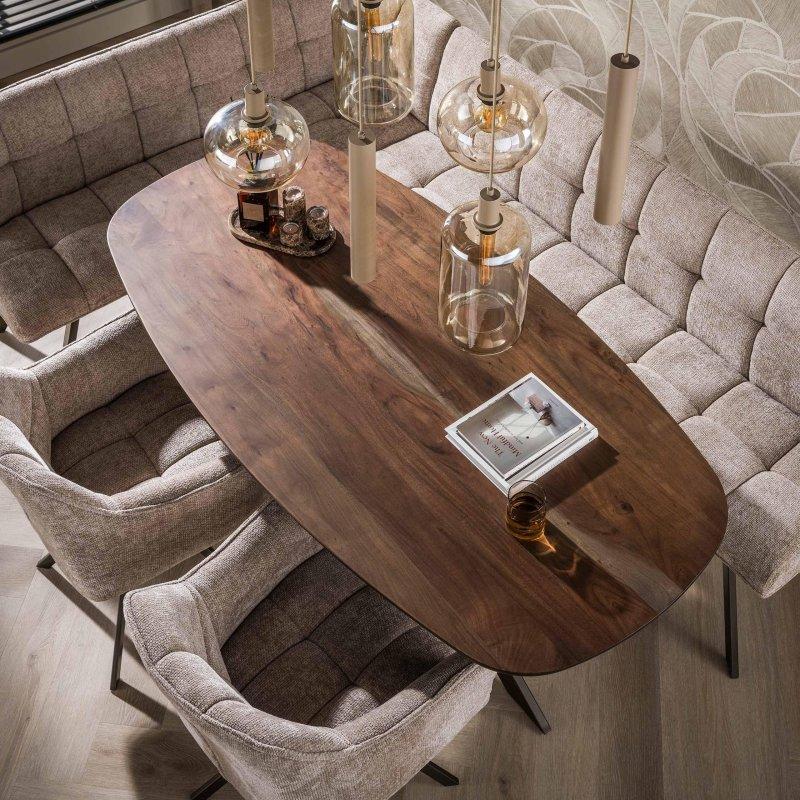 Kahverengi Masif Akasya Örümcek Ayaklı Oval Bohem Yemek Masası - 150x95 cm - 235302