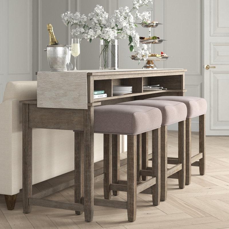 Kahverengi Masif Çam 3 Tabureli USB Portlu Koltuk Arkası Dresuar Seti - 188 cm - 218701