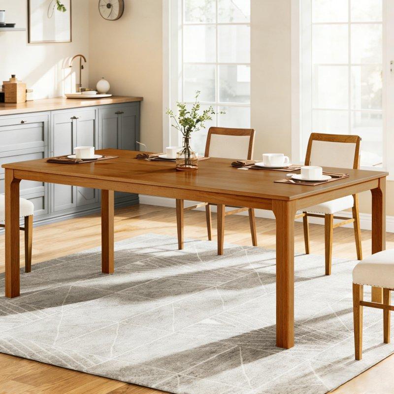 Kahverengi Masif Kauçuk Ağacı Dikdörtgen Minimalist Bohem Yemek Masası - 179 cm - 237624