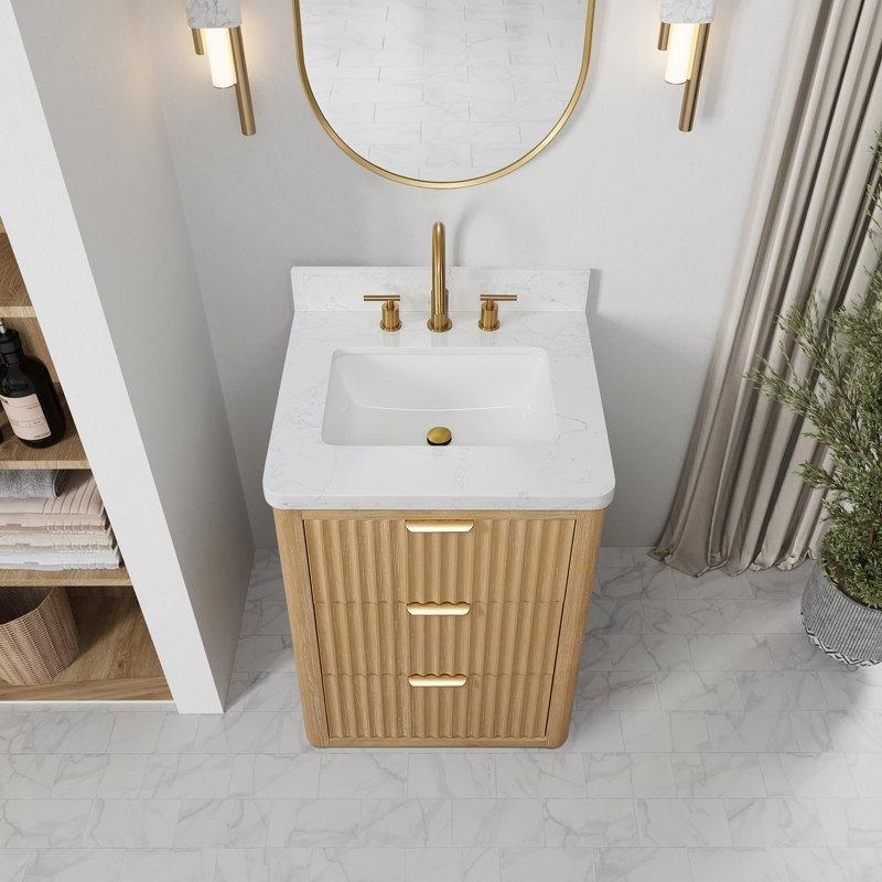 Kahverengi Masif Köknar Ağacı 3 Çekmeceli Kültür Mermeri Tezgahlı Banyo Lavabo Dolabı - 61 cm - 197654