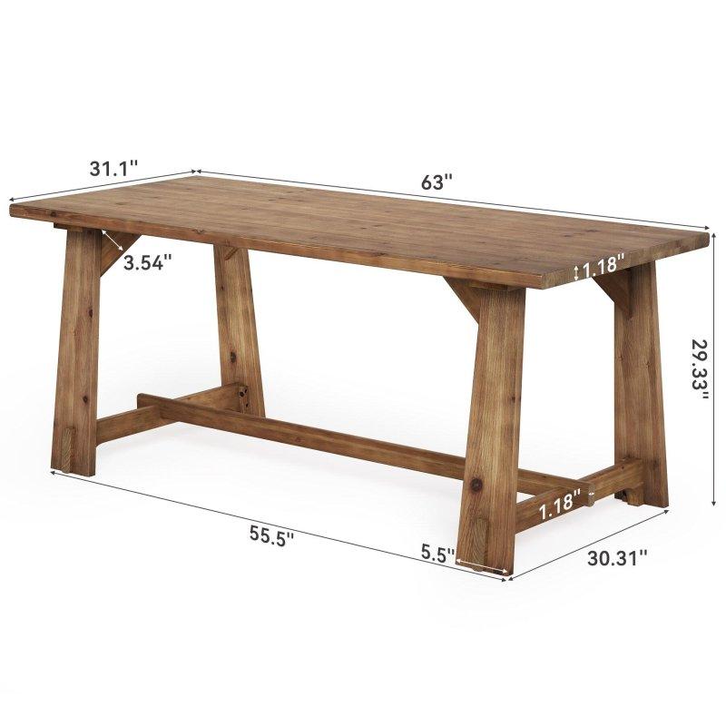 Kahverengi Masif Köknar Ağacı Dikdörtgen 6 Kişilik Bohem Yemek Masası - 160x80 cm - 237780