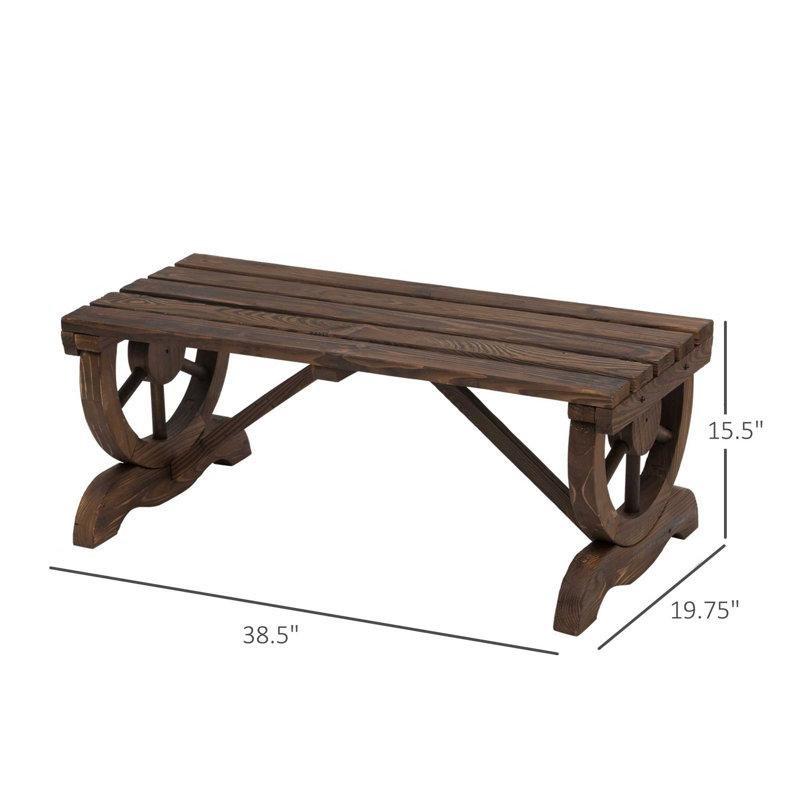 Kahverengi Masif Köknar Ağacı Tekerlek Tasarımlı Bahçe Bankı - 98 cm - 172263
