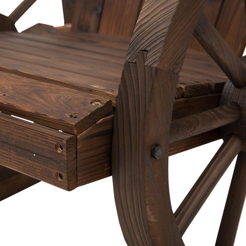 Kahverengi Masif Köknar Tekerlek Tasarımlı Adirondack Sallanan Sandalye - 218772