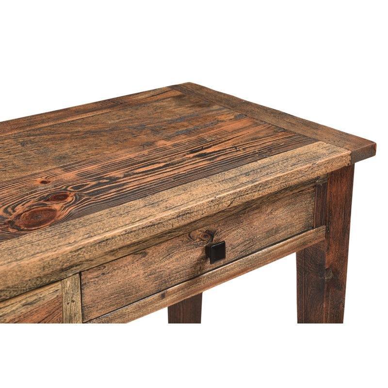 Kahverengi Masif Mango Ağacı 3 Çekmeceli ve 3 Tabureli Eskitme Koltuk Arkası Dresuar - 194x56 cm - 217785