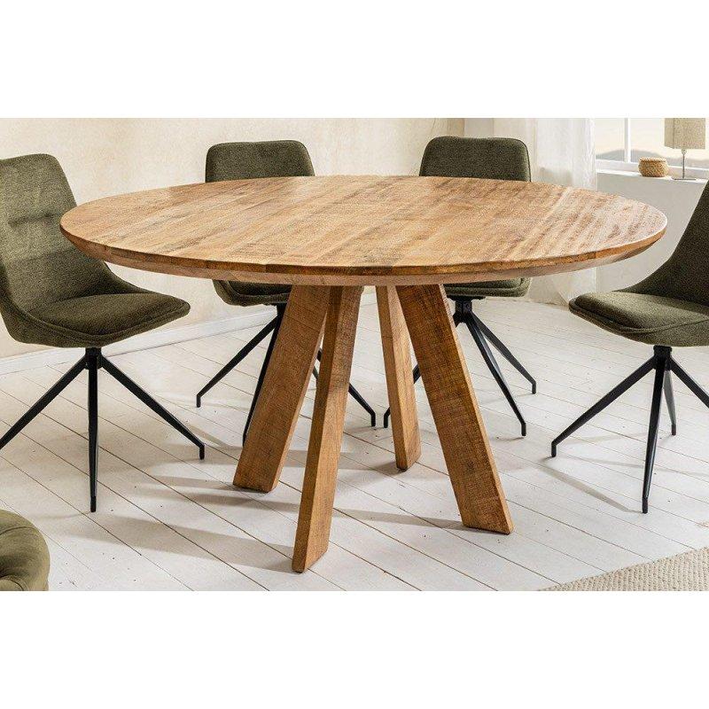Kahverengi Masif Mango Ağacı Yuvarlak Bohem Yemek Masası - 120 cm - 236169