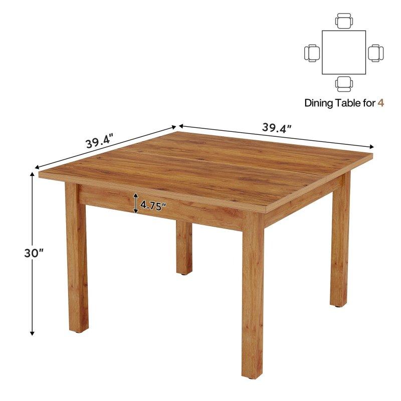 Kahverengi Masif Meşe Kare 4 Kişilik Bohem Yemek Masası - 101x101 cm - 238107