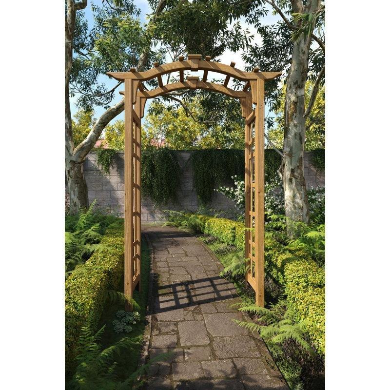 Kahverengi Masif Sedir Ağacı Kafes Panelli Kemerli Bahçe Kemeri - 120x46x218 cm - 178733
