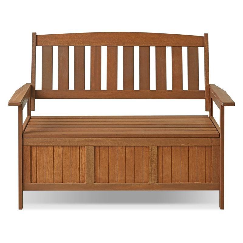 Kahverengi Masif Tik Ağacı Sandıklı Bahçe Bankı - 121 cm - 172008