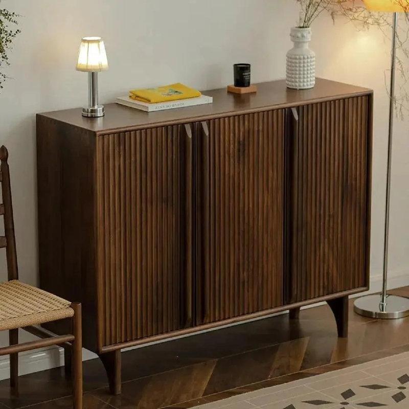 Kahverengi Masif ve Endüstriyel Ahşap Kapaklı Raflı Ayakkabılık Dolap - 120x38x100 cm - 228704