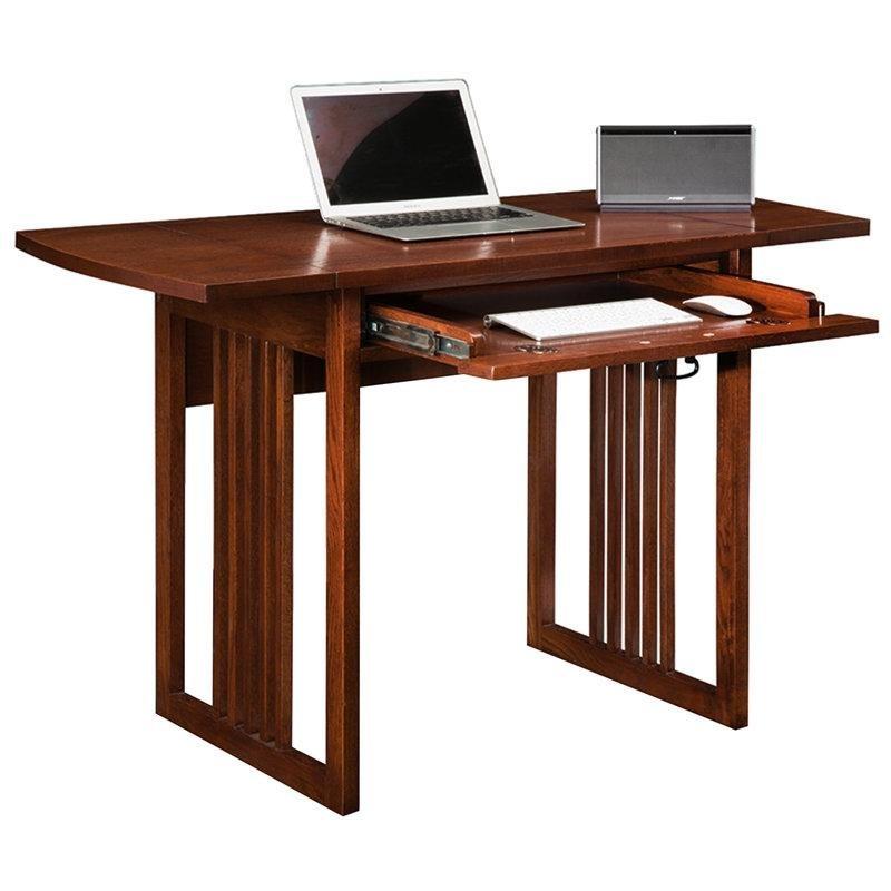 Kahverengi Masif ve MDF Açılır Kanatlı Vintage Çalışma Masası - 82 cm - 234189