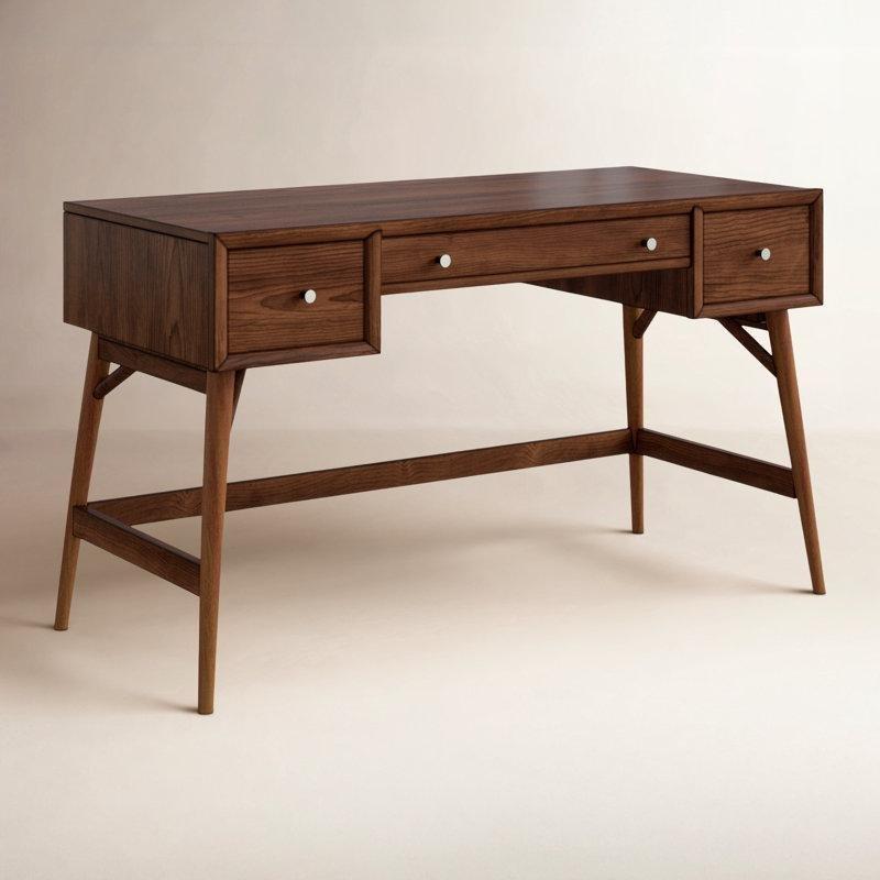 Kahverengi Masif ve MDF Ahşap 3 Çekmeceli Vintage Çalışma Masası - 133x61 cm - 234743