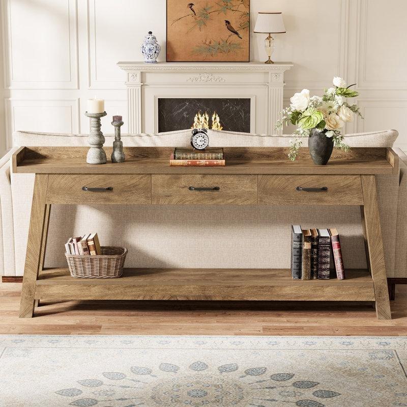 Kahverengi MDF 3 Çekmeceli Raflı Kır Evi Tasarım Koltuk Arkası Dresuar - 181 cm - 217548