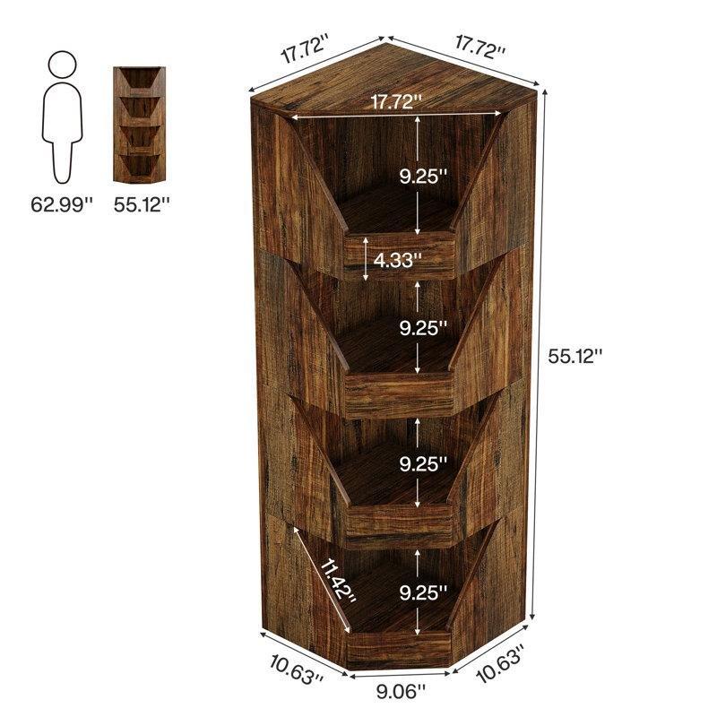 Kahverengi MDF 4 Katlı Açık Raflı Sebzelik - 141x46x46 cm - 177761