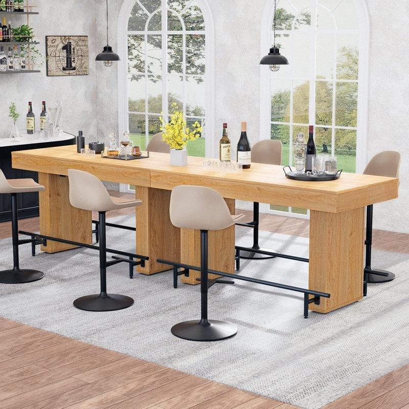 Kahverengi MDF Ayak Dayamalı Dikdörtgen Bar Masası - 161x81 cm - 231458