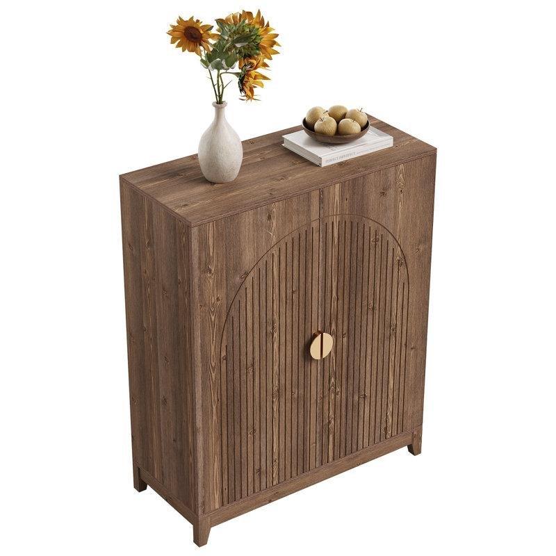 Kahverengi MDF Ayarlanabilir Raflı Kapaklı Ayakkabılık - 81x36x100 cm - 227970