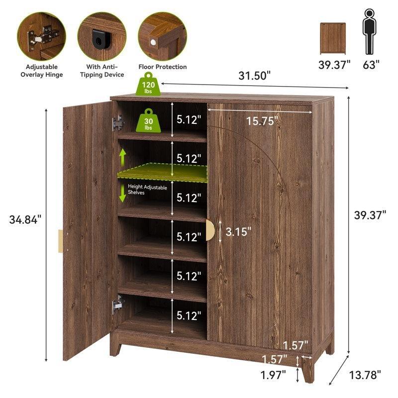 Kahverengi MDF Ayarlanabilir Raflı Kapaklı Ayakkabılık - 81x36x100 cm - 227970