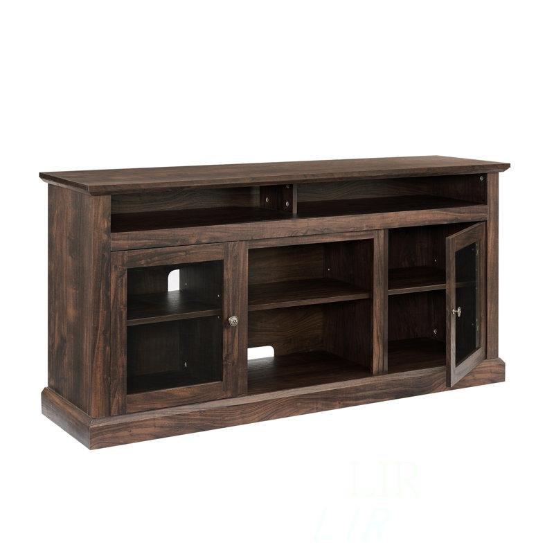 Kahverengi MDF Cam Kapaklı Ayarlanabilir Raflı TV Ünitesi - 153 cm - 220983