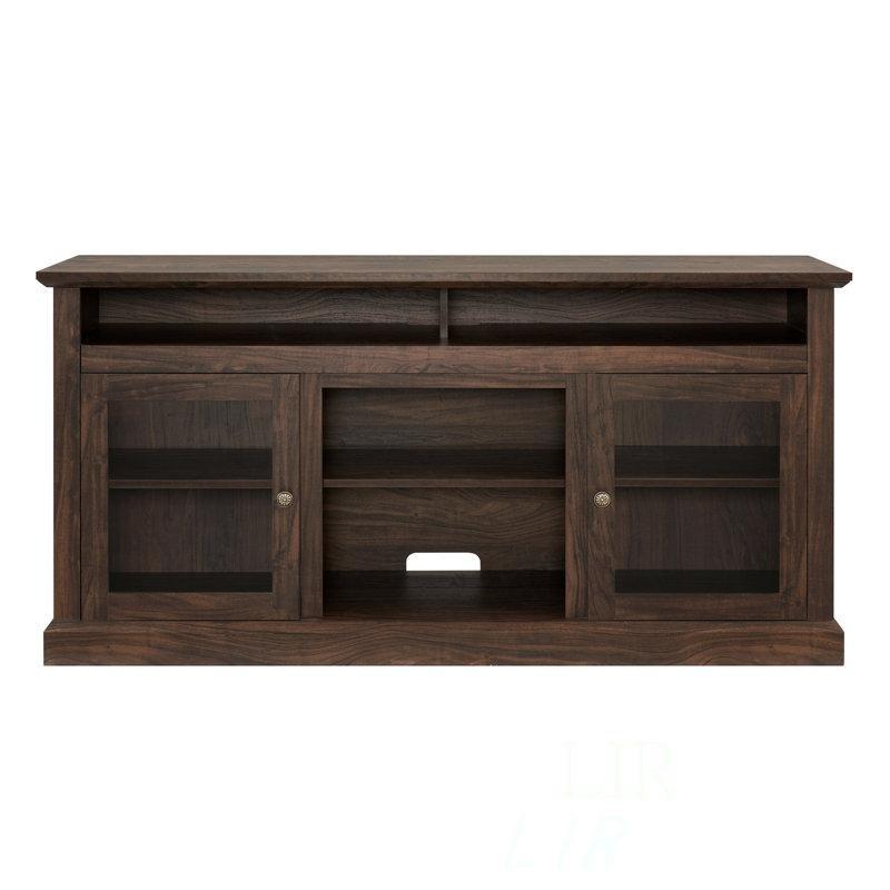 Kahverengi MDF Cam Kapaklı Ayarlanabilir Raflı TV Ünitesi - 153 cm - 220983