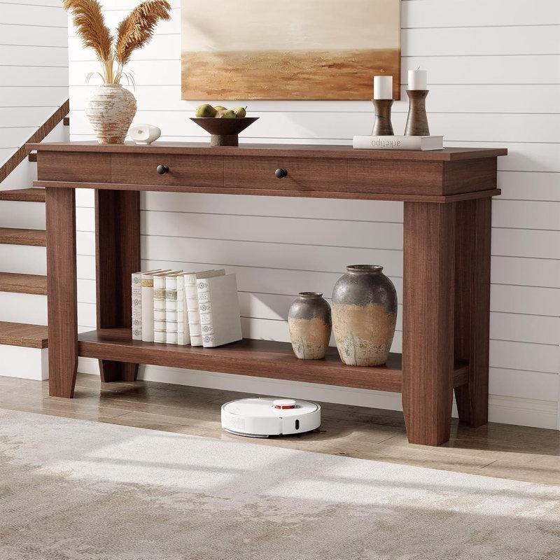 Kahverengi MDF Çekmeceli ve Raflı Kır Evi Koltuk Arkası Dresuar - 138 cm - 217254