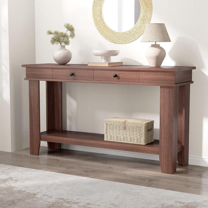 Kahverengi MDF Çekmeceli ve Raflı Kır Evi Koltuk Arkası Dresuar - 138 cm - 217254