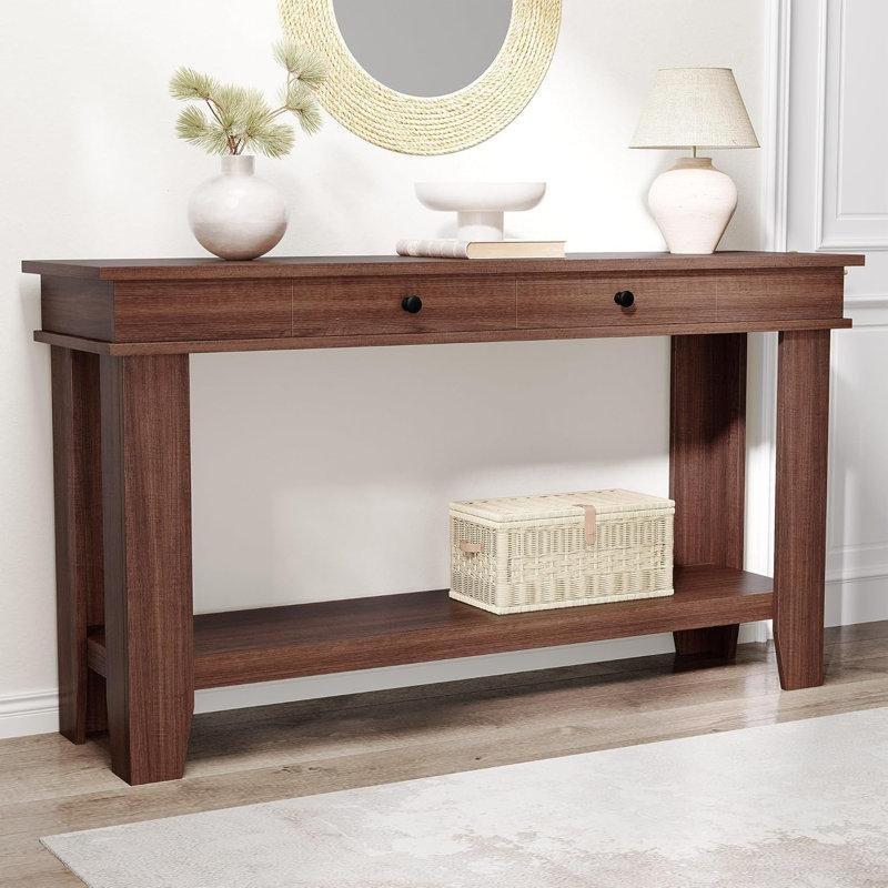 Kahverengi MDF Çekmeceli ve Raflı Kır Evi Koltuk Arkası Dresuar - 138 cm - 217254