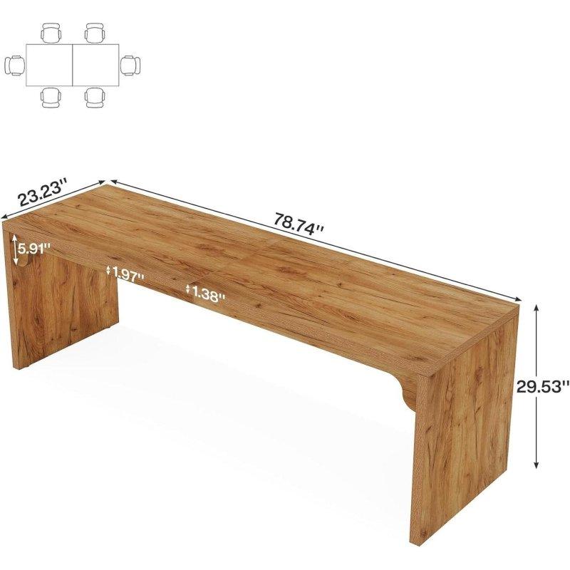 Kahverengi MDF Dikdörtgen 10 Kişilik Bohem Yemek Masası - 200x60 cm - 237445