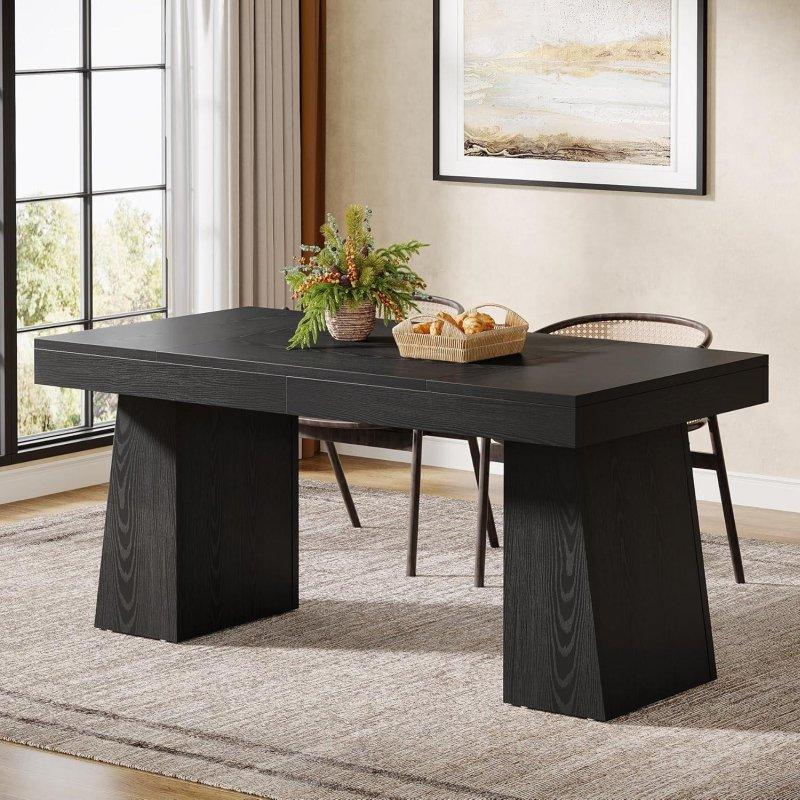 Kahverengi MDF Dikdörtgen 6 Kişilik Bohem Yemek Masası - 141 cm - 237376